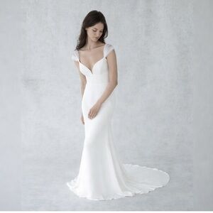 Alexandra Grecco Frankie Wedding Dress Silk Crepe Ivory Size 10 Minimal Bridal